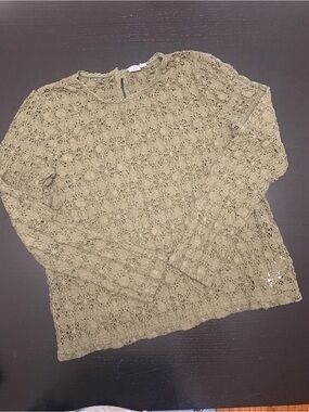 GAP Medium Olive Crochet Long Sleeve Pullover